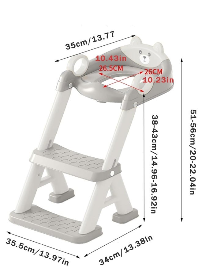 Aimayapet Potty Training Seat, Non Slip Foldable Toilet Training Seat with Soft Cushion, Adjustable Ladder & Potty Seat Height, Comfortable HandlesUpgrade Toddler Toilet Seat for Kids Boys Girls, Potty Training Toilet Seat with Step Stool Ladder - Image 2